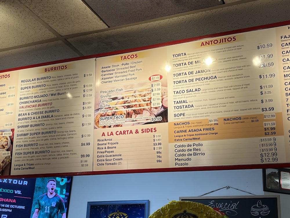 Valencia's Taqueria Menu image 3